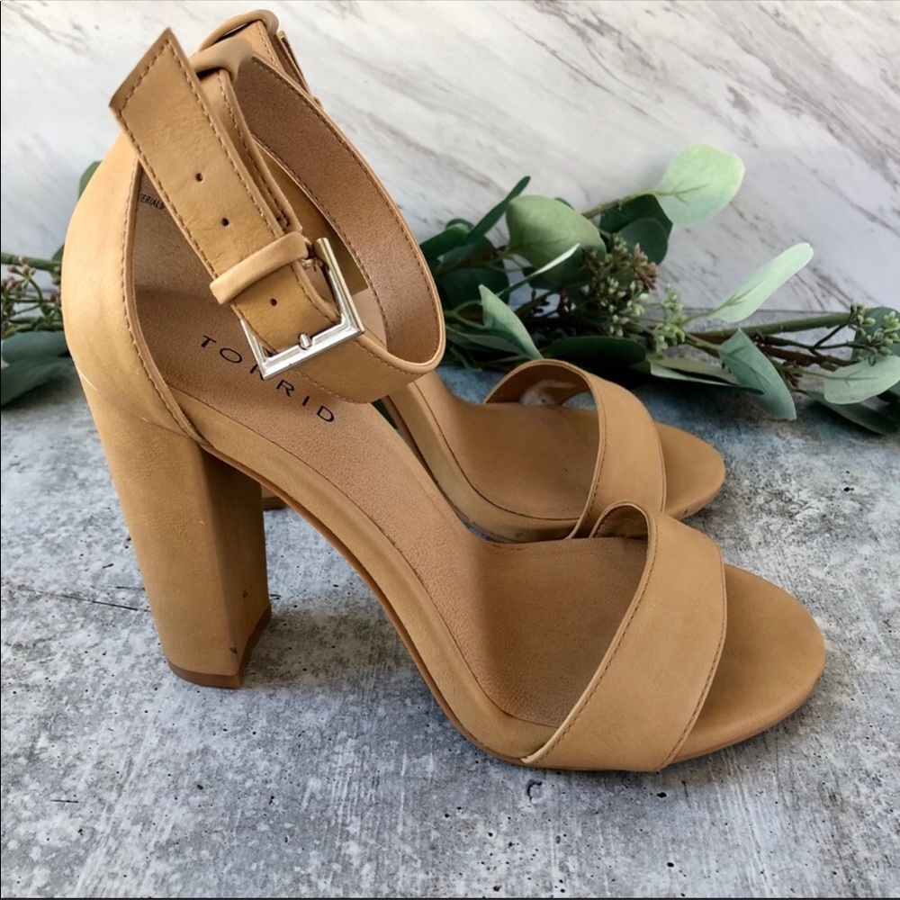 Torrid nude two strap block heel
